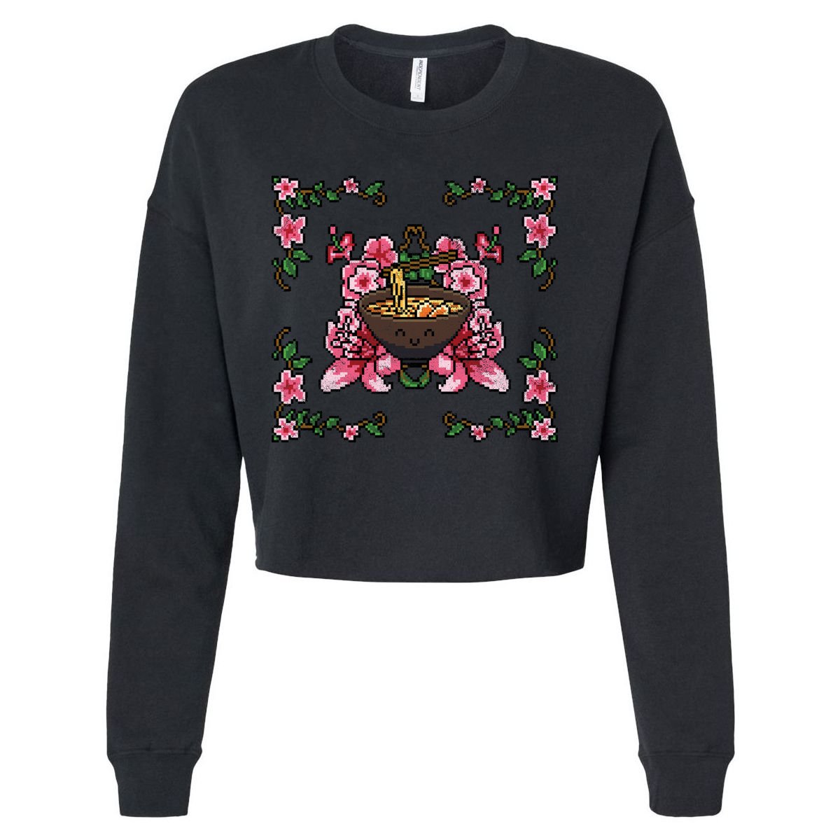 Happy Vintage Ramen Cropped Pullover Crew