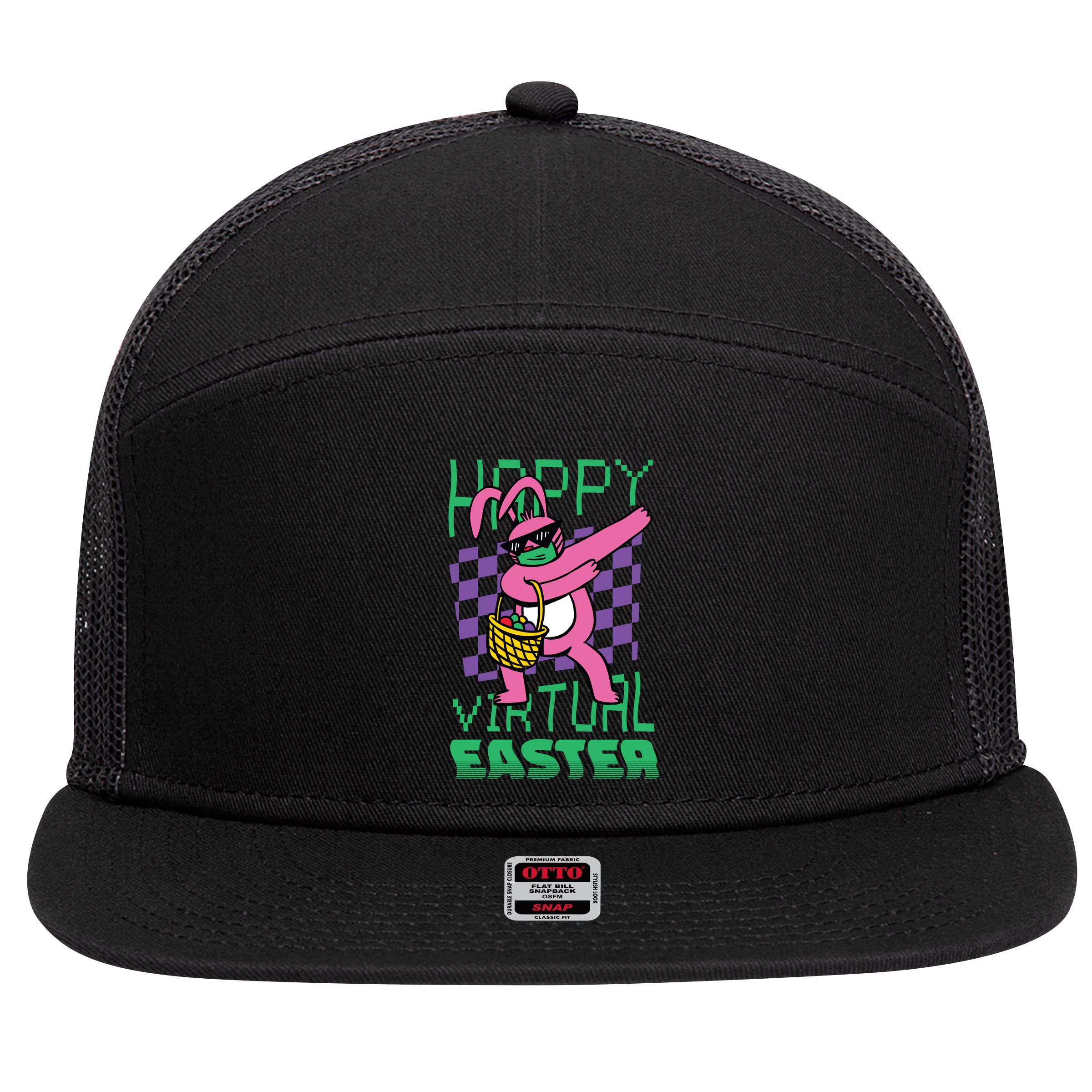 Happy Virtual Easter 7 Panel Mesh Trucker Snapback Hat