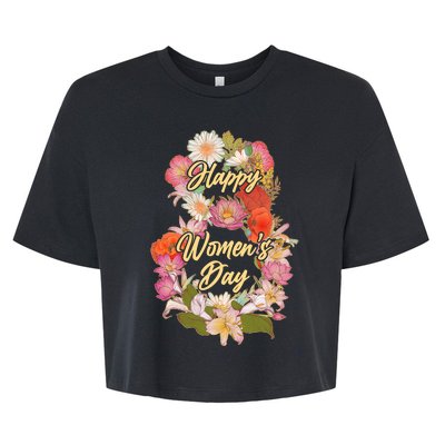 Happy Women's Day March 8 Flowers Bella+Canvas Jersey Crop Tee