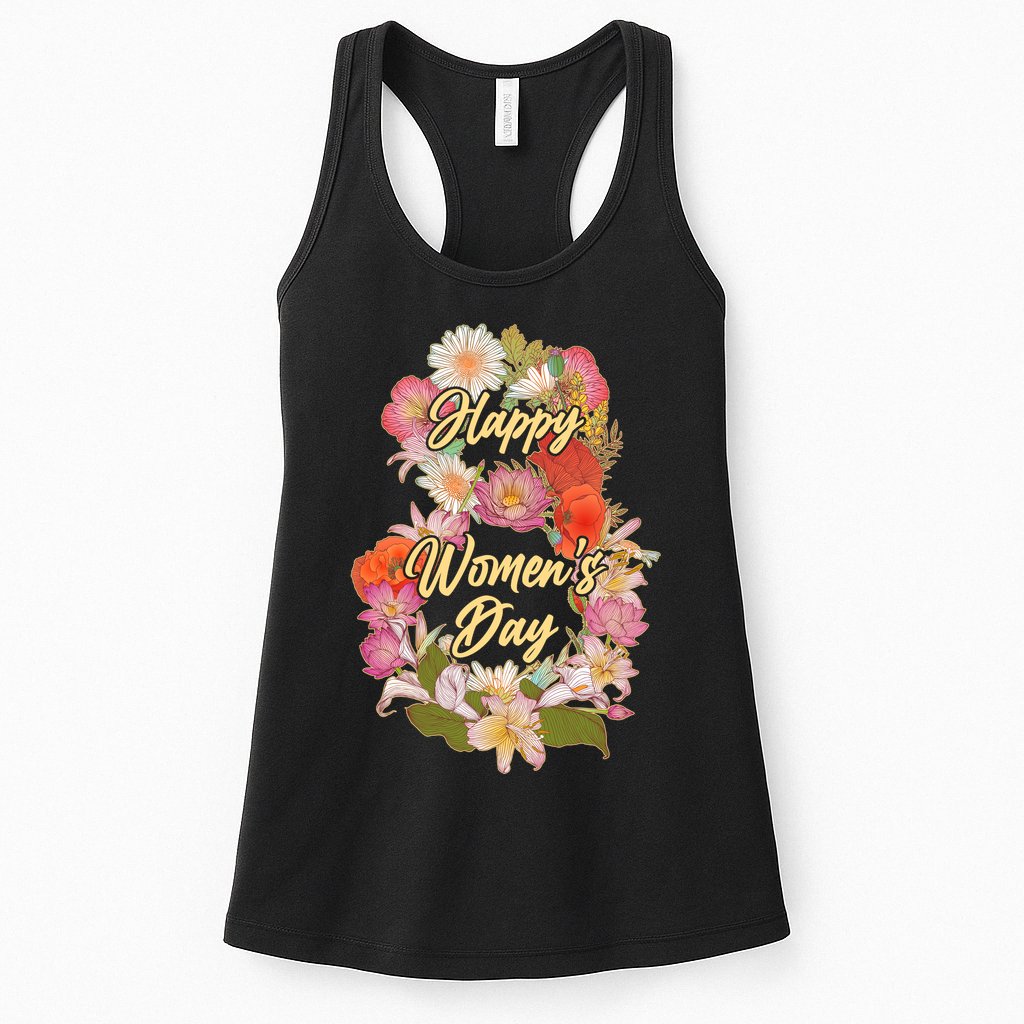 Happy Women's Day March 8 Flowers Womens Tank Top