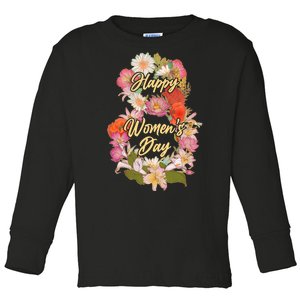 Happy Women's Day March 8 Flowers Toddler Long Sleeve Shirt