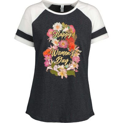 Happy Women's Day March 8 Flowers Enza Ladies Jersey Colorblock Tee