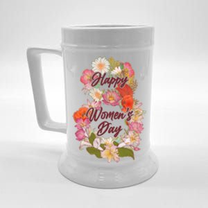 Happy Women's Day March 8 Flowers Beer Stein