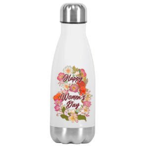 Happy Women's Day March 8 Flowers Stainless Steel Insulated Water Bottle