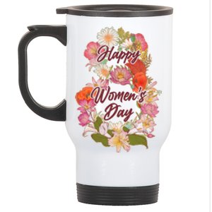 Happy Women's Day March 8 Flowers Stainless Steel Travel Mug