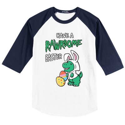 Have A Rawrsome Easter Tcute Giftrex Dinosaur In Easter Bunny Ears Cool Gift Baseball Sleeve Shirt