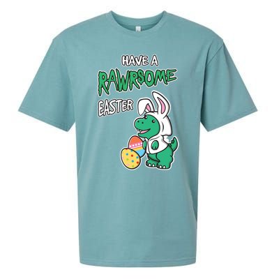 Have A Rawrsome Easter Tcute Giftrex Dinosaur In Easter Bunny Ears Cool Gift Sueded Cloud Jersey T-Shirt