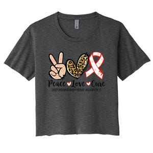 Hyperparathyroidism Awareness Red Ribbon Peace Love Cure Women's Crop Top Tee