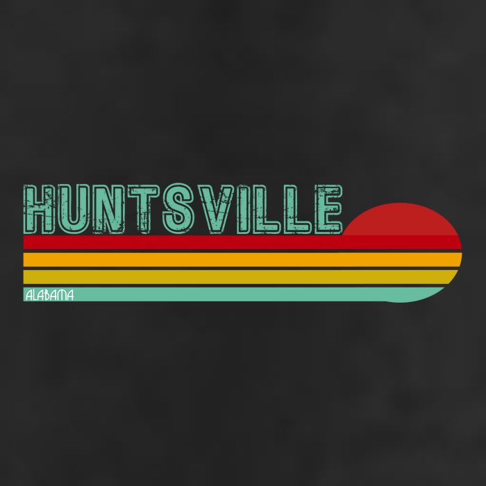 Huntsville Alabama Retro Sunset 7 Panel Mesh Trucker Snapback Hat