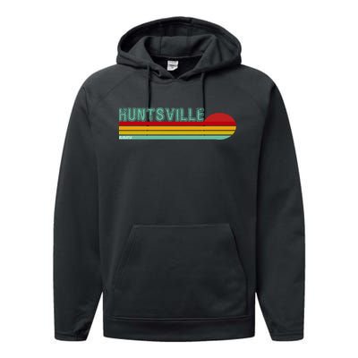 Huntsville Alabama Retro Sunset Performance Fleece Hoodie