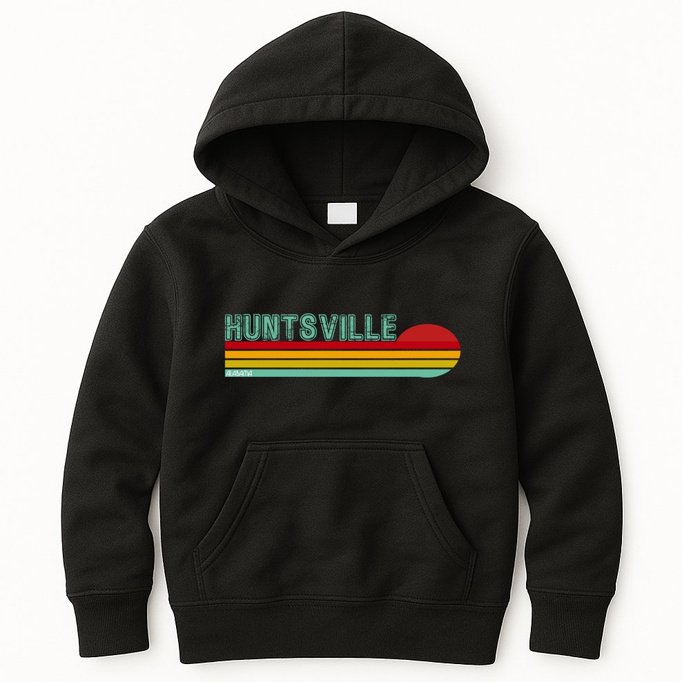 Huntsville Alabama Retro Sunset Kids Hoodie