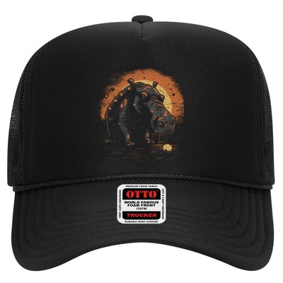 Hippopotamus Animal Retro Style Graphic Tees for Trucker Hat