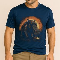 Hippopotamus Animal Retro Style Graphic Tees for Cooling Performance Crew T-Shirt