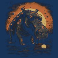 Hippopotamus Animal Retro Style Graphic Tees for Button