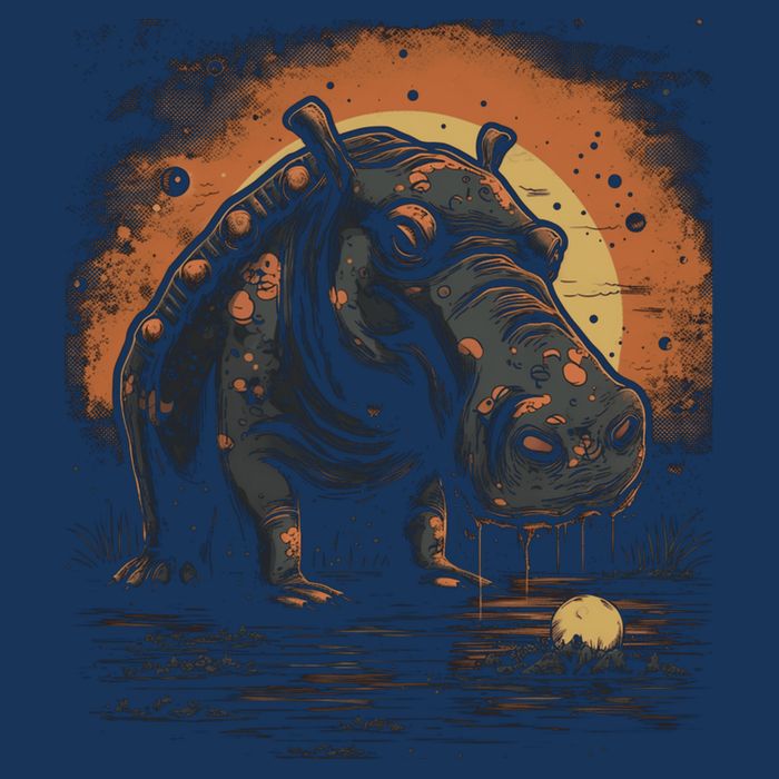 Hippopotamus Animal Retro Style Graphic Tees for Button