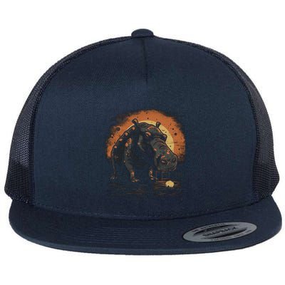 Hippopotamus Animal Retro Style Graphic Tees for Flatbill Hat