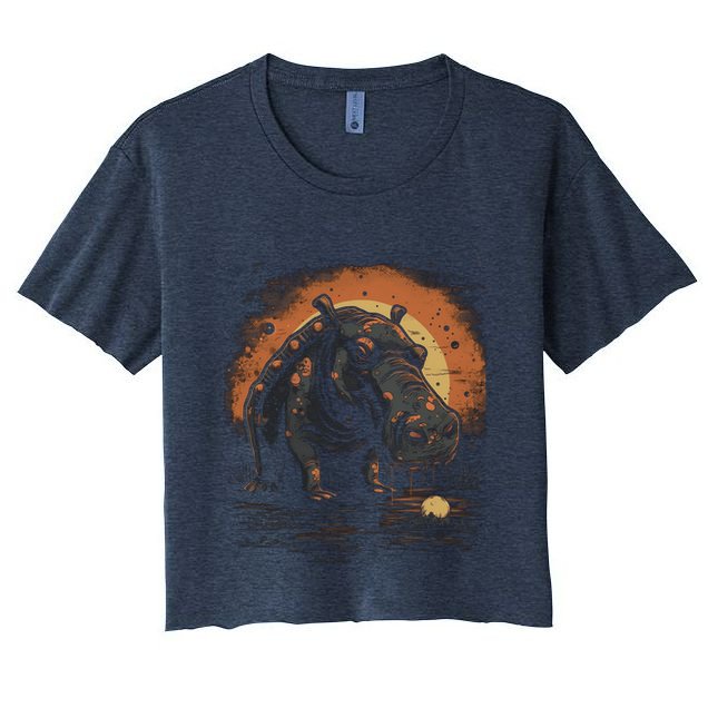 Hippopotamus Animal Retro Style Graphic Tees for Crop Top