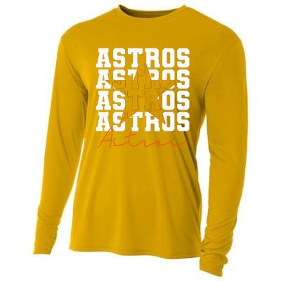 Houston Astros Retro Sports Team Logo Gift Cooling Performance Long Sleeve Crew