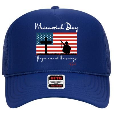 Honor And Remember The Fall Veteran Military Memorial Flag Funny Gift High Crown Mesh Back Trucker Hat