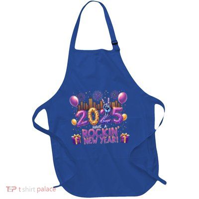 Have A Rockin Happy New Year 2025 New Year Party Fireworks Cool Gift Full-Length Apron With Pockets