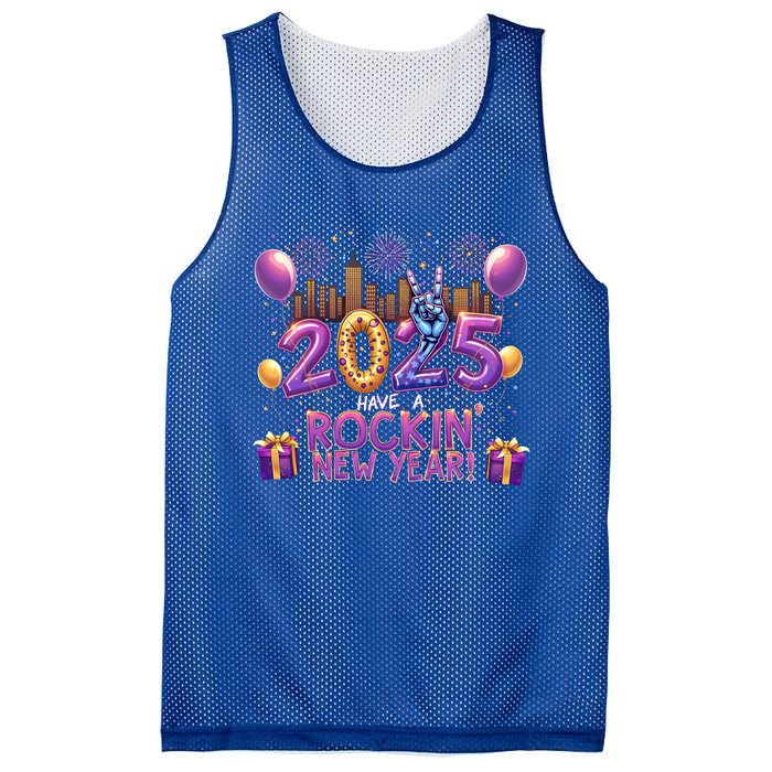 Have A Rockin Happy New Year 2025 New Year Party Fireworks Cool Gift Mesh Reversible Basketball Jersey Tank