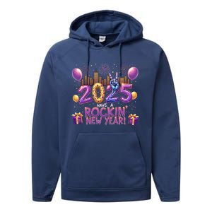 Have A Rockin Happy New Year 2025 New Year Party Fireworks Cool Gift Performance Fleece Hoodie