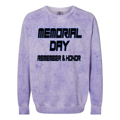 Honor And Remember Memorial Day Gift Colorblast Crewneck Sweatshirt