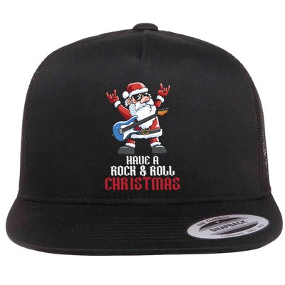 Have A Rock And Roll Christmas Rock Santa Music Lover Funny Gift Flatbill Hat