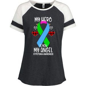 Hypotonia Awareness Remembrance Hero Is Now My Angel Gift Enza Ladies Jersey Colorblock Tee