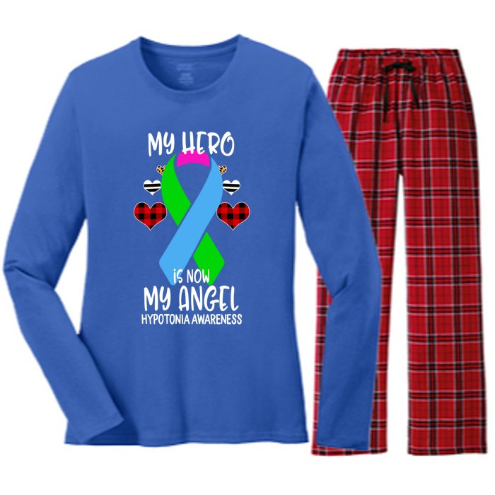 Hypotonia Awareness Remembrance Hero Is Now My Angel Gift Women's Long Sleeve Flannel Pajama Set 