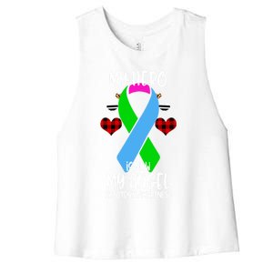 Hypotonia Awareness Remembrance Hero Is Now My Angel Gift Women's Racerback Cropped Tank