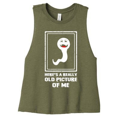 Here's A Really Old Picture Of Me Funny Sperm Women's Racerback Cropped Tank