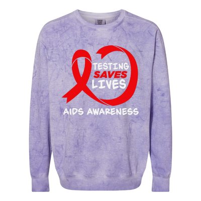 Hiv Awareness Red Ribbon World Aids Day Fighters Colorblast Crewneck Sweatshirt