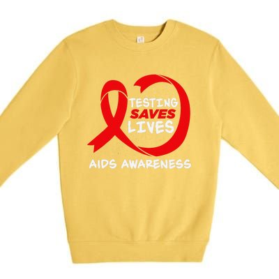 Hiv Awareness Red Ribbon World Aids Day Fighters Premium Crewneck Sweatshirt