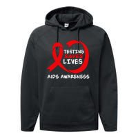 Hiv Awareness Red Ribbon World Aids Day Fighters Performance Fleece Hoodie