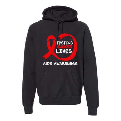 Hiv Awareness Red Ribbon World Aids Day Fighters Premium Hoodie