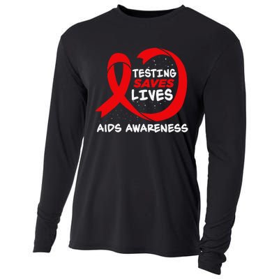 Hiv Awareness Red Ribbon World Aids Day Fighters Cooling Performance Long Sleeve Crew