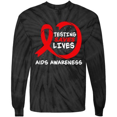 Hiv Awareness Red Ribbon World Aids Day Fighters Tie-Dye Long Sleeve Shirt