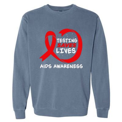 Hiv Awareness Red Ribbon World Aids Day Fighters Garment-Dyed Sweatshirt