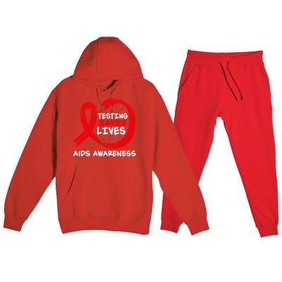 Hiv Awareness Red Ribbon World Aids Day Fighters Premium Hooded Sweatsuit Set