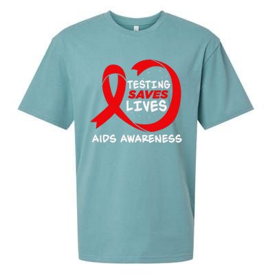 Hiv Awareness Red Ribbon World Aids Day Fighters Sueded Cloud Jersey T-Shirt