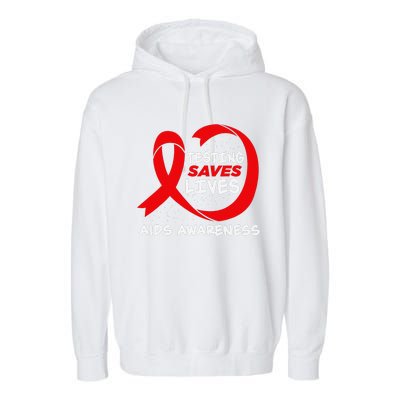 Hiv Awareness Red Ribbon World Aids Day Fighters Garment-Dyed Fleece Hoodie