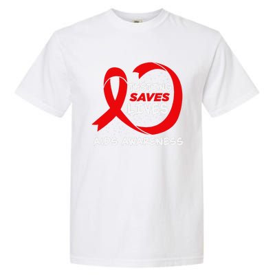 Hiv Awareness Red Ribbon World Aids Day Fighters Garment-Dyed Heavyweight T-Shirt