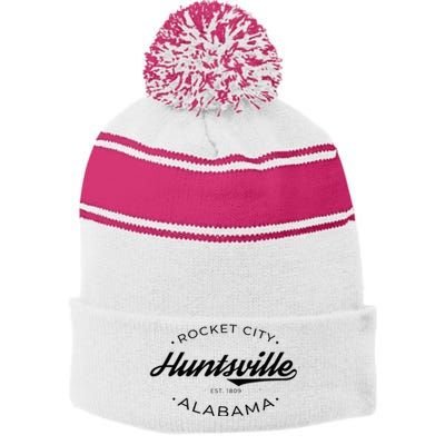 Huntsville Alabama Rocket City Stripe Pom Pom Beanie