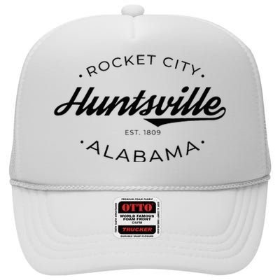 Huntsville Alabama Rocket City High Crown Mesh Back Trucker Hat