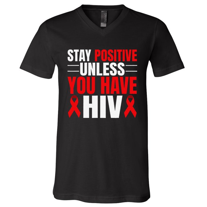 Hiv Awareness Red Ribbon World Aids Day Fighters V-Neck T-Shirt