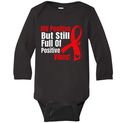 Hiv Awareness Red Ribbon World Aids Day Fighters Baby Long Sleeve Bodysuit