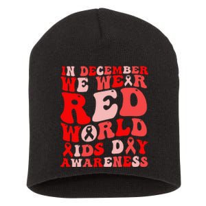 Hiv Awareness Red Ribbon World Aids Day Fighters Short Acrylic Beanie