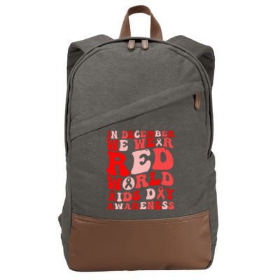 Hiv Awareness Red Ribbon World Aids Day Fighters Cotton Canvas Backpack