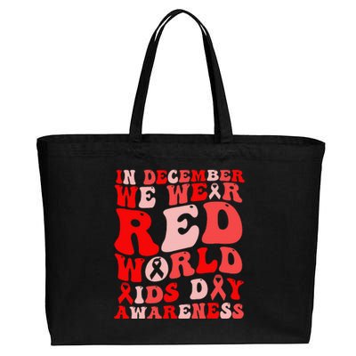 Hiv Awareness Red Ribbon World Aids Day Fighters Cotton Canvas Jumbo Tote